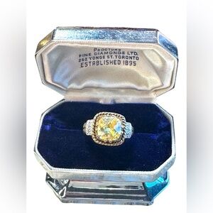 Lovely Lia Sophia topaz CZ cryatal gold silver ring